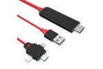 Универсальный кабель адаптер-переходник HDMI - Type-C/ Lighting/ Micro-USB/ USB для подключение к ноутбуку телевизору и проектору и мобильных телефонов 1080p в HD качестве 